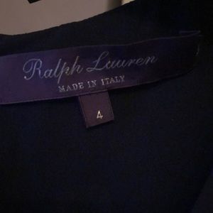 Navy and taupe poka dot A line long dress